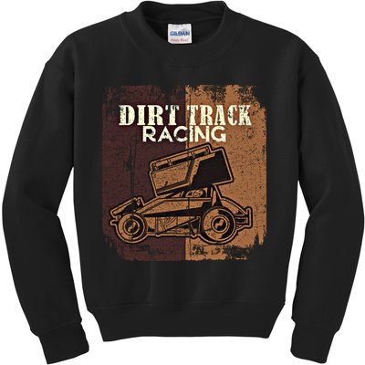 Retro Sprint Car Dirt Track Racing Race Motorsport Fan Gift Kids Sweatshirt