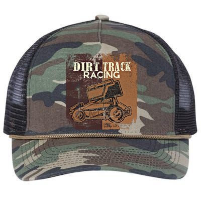 Retro Sprint Car Dirt Track Racing Race Motorsport Fan Gift Retro Rope Trucker Hat Cap