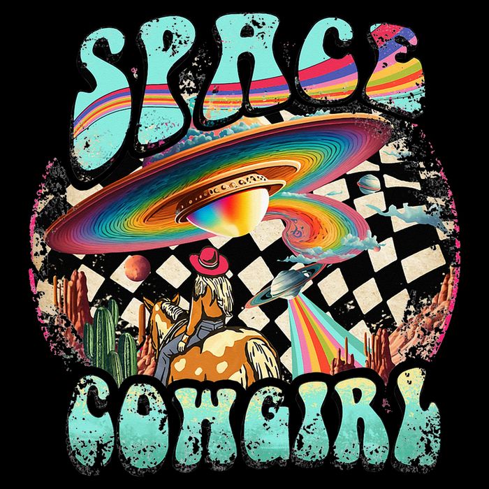 Rodeo Space Cow Yeehaw Retro Cow Country Cooling Performance Crew T-Shirt