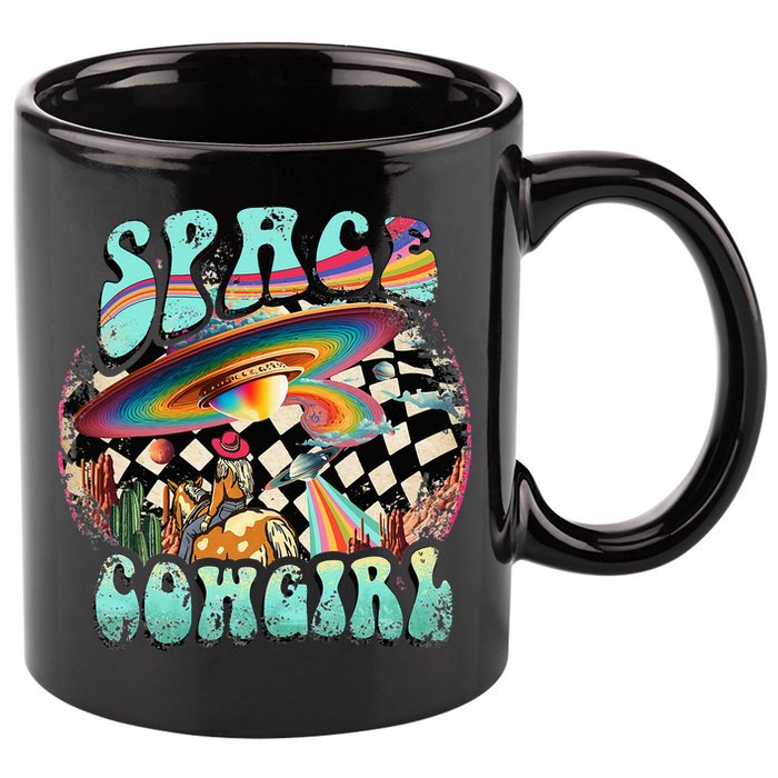 Rodeo Space Cow Yeehaw Retro Cow Country 11oz C Handle Ceramic Mug