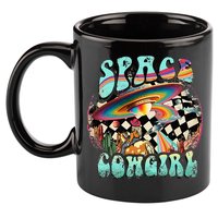 Rodeo Space Cow Yeehaw Retro Cow Country 11oz C Handle Ceramic Mug
