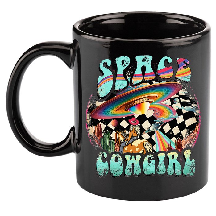 Rodeo Space Cow Yeehaw Retro Cow Country 11oz C Handle Ceramic Mug
