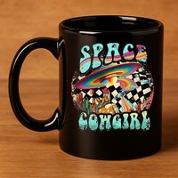 Rodeo Space Cow Yeehaw Retro Cow Country 11oz C Handle Ceramic Mug