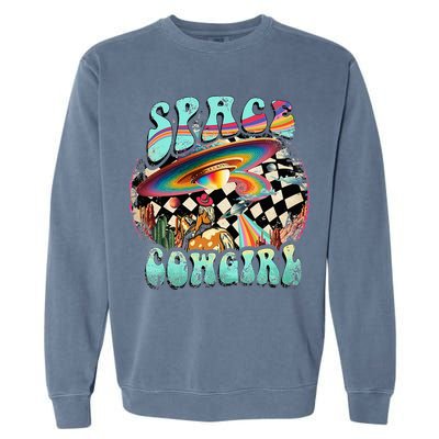 Rodeo Space Cow Yeehaw Retro Cow Country Garment-Dyed Sweatshirt
