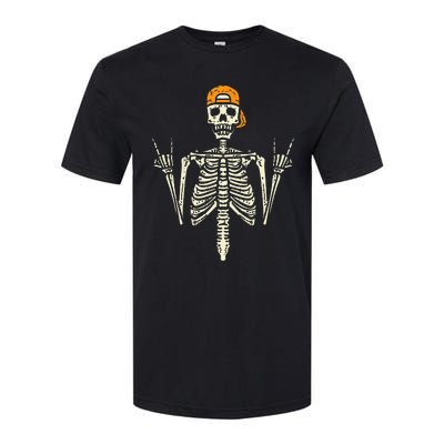 Rocker Skeleton Cap Skater Cool Halloween Punk Rock Softstyle® CVC T-Shirt