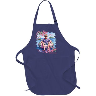 Retro Summer Chillin Like A Felon Trump For President 2024 Full-Length Apron With Pockets