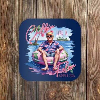 Retro Summer Chillin Like A Felon Trump For President 2024 Coaster