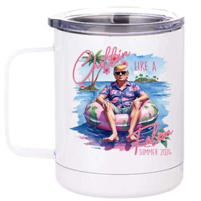 Retro Summer Chillin Like A Felon Trump For President 2024 12 oz Stainless Steel Tumbler Cup