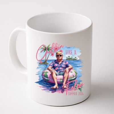 Retro Summer Chillin Like A Felon Trump For President 2024 Coffee Mug