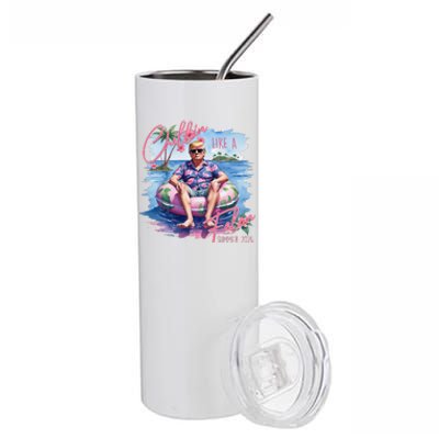 Retro Summer Chillin Like A Felon Trump For President 2024 Stainless Steel Tumbler