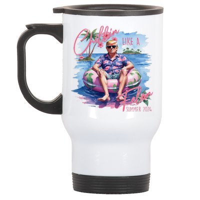 Retro Summer Chillin Like A Felon Trump For President 2024 Stainless Steel Travel Mug