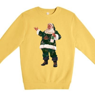 Retro Santa Claus Champagne Christmas Ing Party Xmas Cute Gift Premium Crewneck Sweatshirt