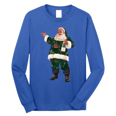 Retro Santa Claus Champagne Christmas Ing Party Xmas Cute Gift Long Sleeve Shirt