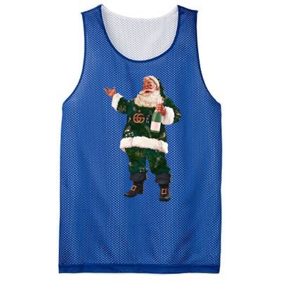 Retro Santa Claus Champagne Christmas Ing Party Xmas Cute Gift Mesh Reversible Basketball Jersey Tank