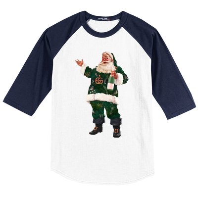 Retro Santa Claus Champagne Christmas Ing Party Xmas Cute Gift Baseball Sleeve Shirt