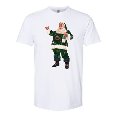 Retro Santa Claus Champagne Christmas Ing Party Xmas Cute Gift Softstyle CVC T-Shirt