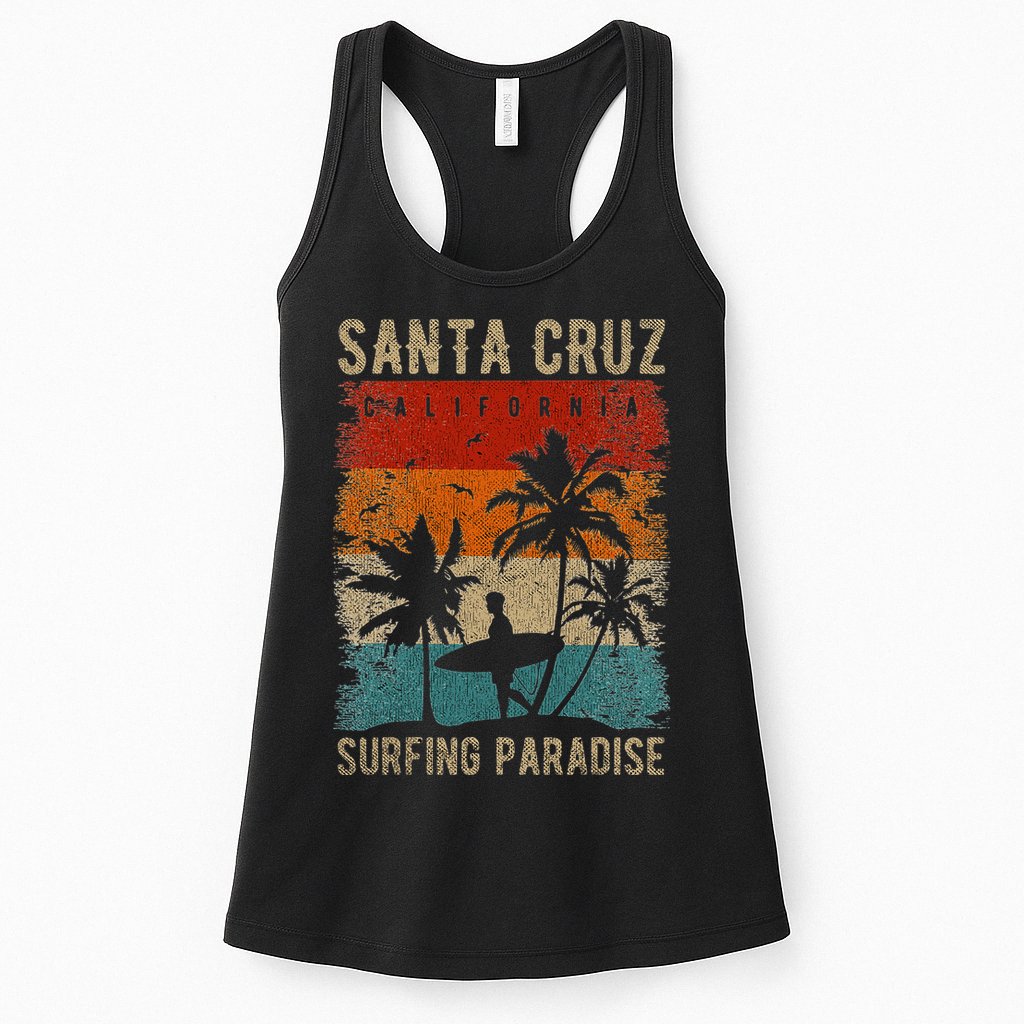 Retro Santa Cruz California Surfing Santa Cruz Womens Tank Top