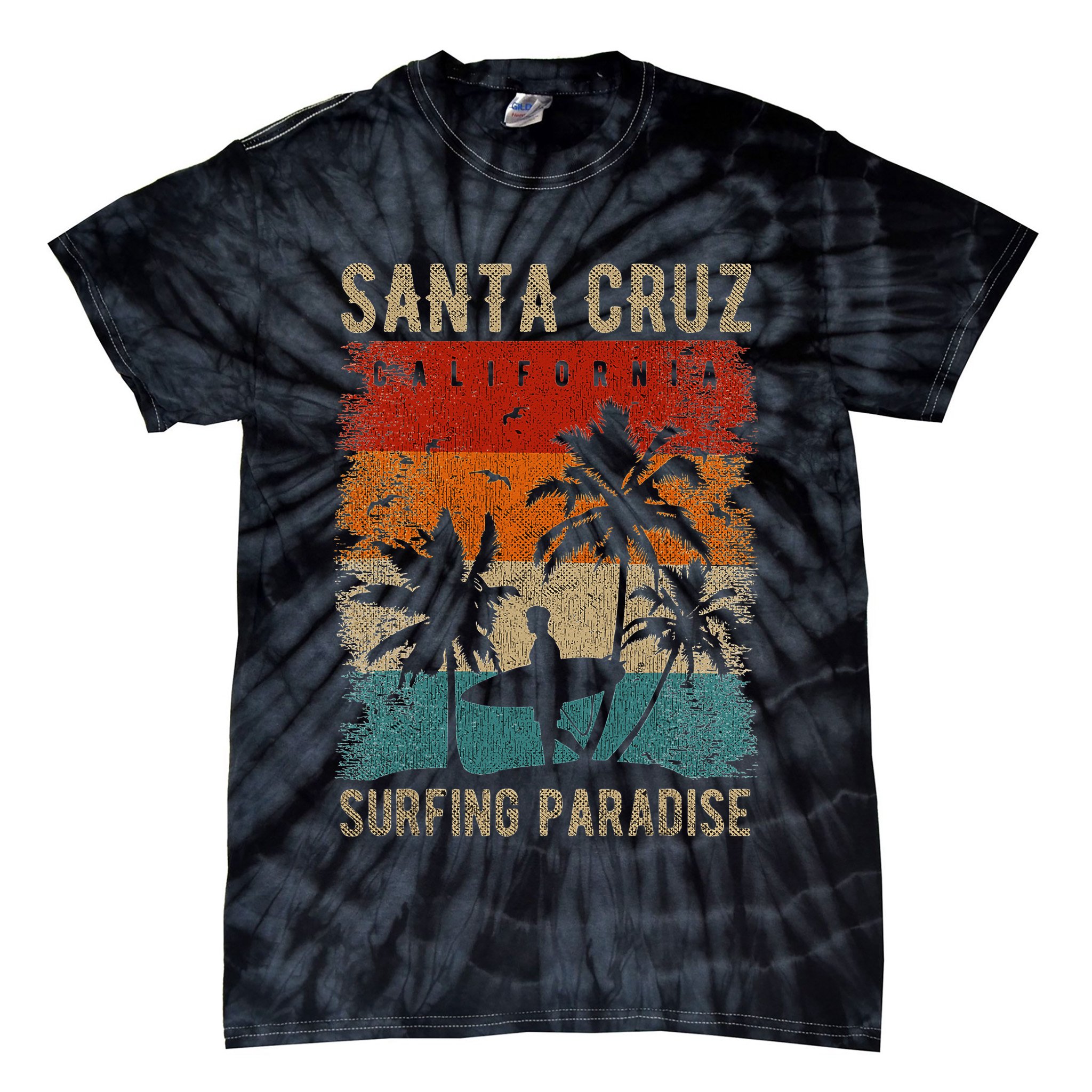 Retro Santa Cruz California Surfing Santa Cruz Tie-Dye T-Shirt