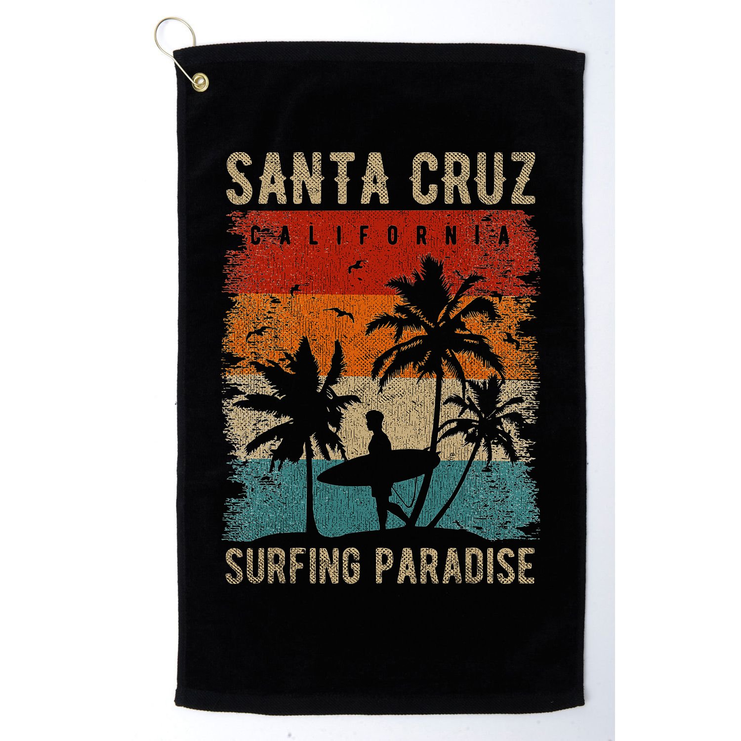 Retro Santa Cruz California Surfing Santa Cruz Golf Towel