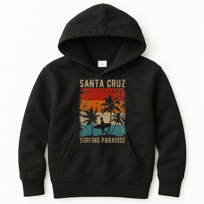 Retro Santa Cruz California Surfing Santa Cruz Kids Hoodie