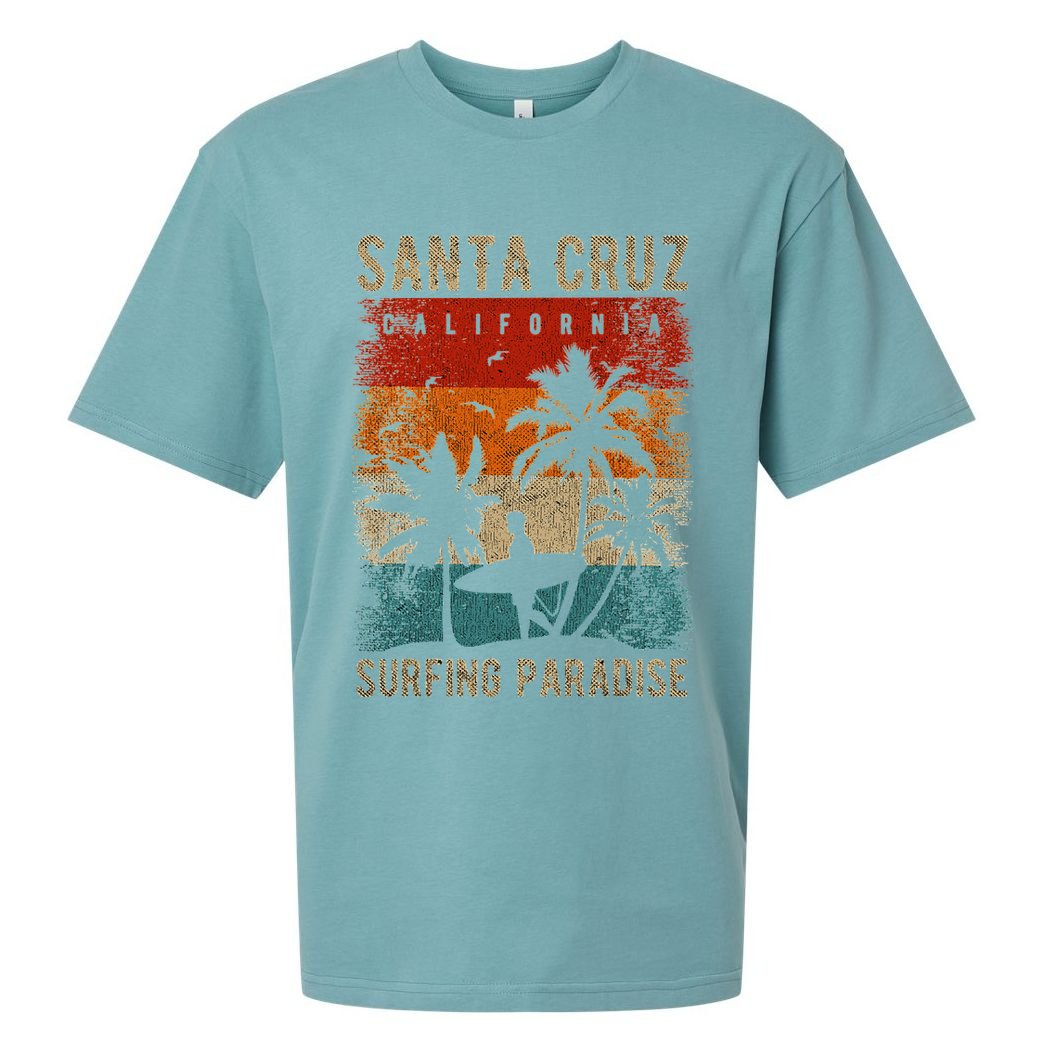 Retro Santa Cruz California Surfing Santa Cruz Sueded Cloud Jersey T-Shirt