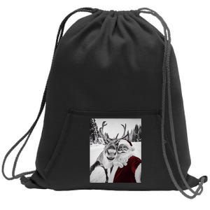 Reindeer Selfie Christmas Party Selfie Funny Reindeer Xmas Sweatshirt Cinch Pack Bag