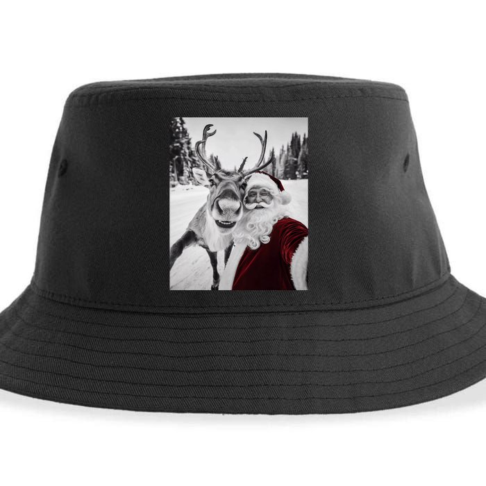 Reindeer Selfie Christmas Party Selfie Funny Reindeer Xmas Sustainable Bucket Hat