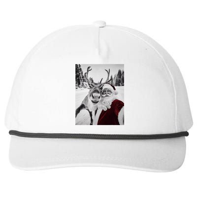 Reindeer Selfie Christmas Party Selfie Funny Reindeer Xmas Snapback Five-Panel Rope Hat