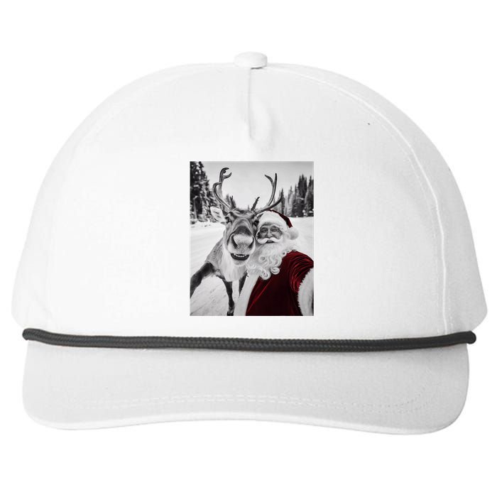 Reindeer Selfie Christmas Party Selfie Funny Reindeer Xmas Snapback Five-Panel Rope Hat