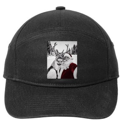 Reindeer Selfie Christmas Party Selfie Funny Reindeer Xmas 7-Panel Snapback Hat