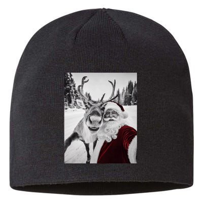 Reindeer Selfie Christmas Party Selfie Funny Reindeer Xmas Sustainable Beanie