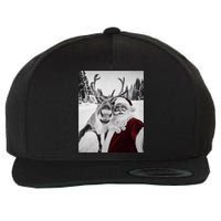 Reindeer Selfie Christmas Party Selfie Funny Reindeer Xmas Wool Snapback Cap