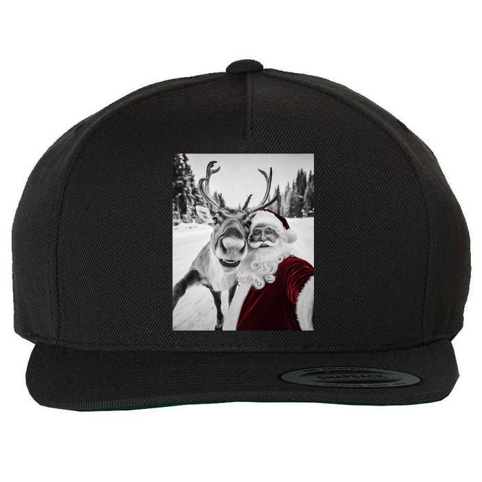 Reindeer Selfie Christmas Party Selfie Funny Reindeer Xmas Wool Snapback Cap