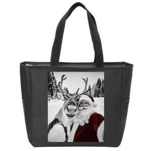 Reindeer Selfie Christmas Party Selfie Funny Reindeer Xmas Zip Tote Bag