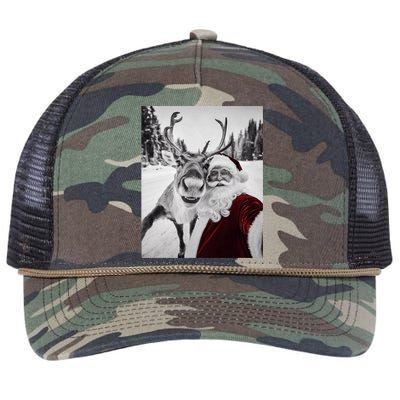 Reindeer Selfie Christmas Party Selfie Funny Reindeer Xmas Retro Rope Trucker Hat Cap