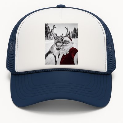 Reindeer Selfie Christmas Party Selfie Funny Reindeer Xmas Trucker Hat