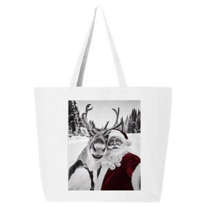 Reindeer Selfie Christmas Party Selfie Funny Reindeer Xmas 25L Jumbo Tote