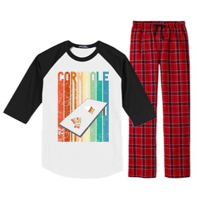 Retro Style Cornhole Board Game Gift Funny Cornhole Lover Cool Gift Raglan Sleeve Pajama Set