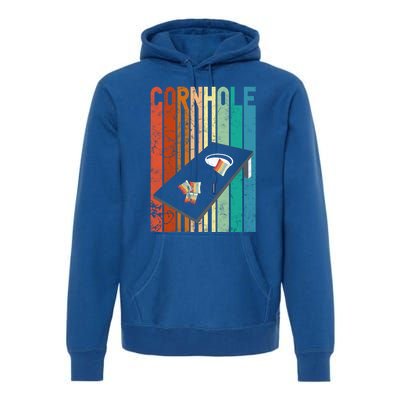 Retro Style Cornhole Board Game Gift Funny Cornhole Lover Cool Gift Premium Hoodie