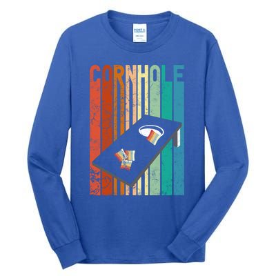 Retro Style Cornhole Board Game Gift Funny Cornhole Lover Cool Gift Tall Long Sleeve T-Shirt