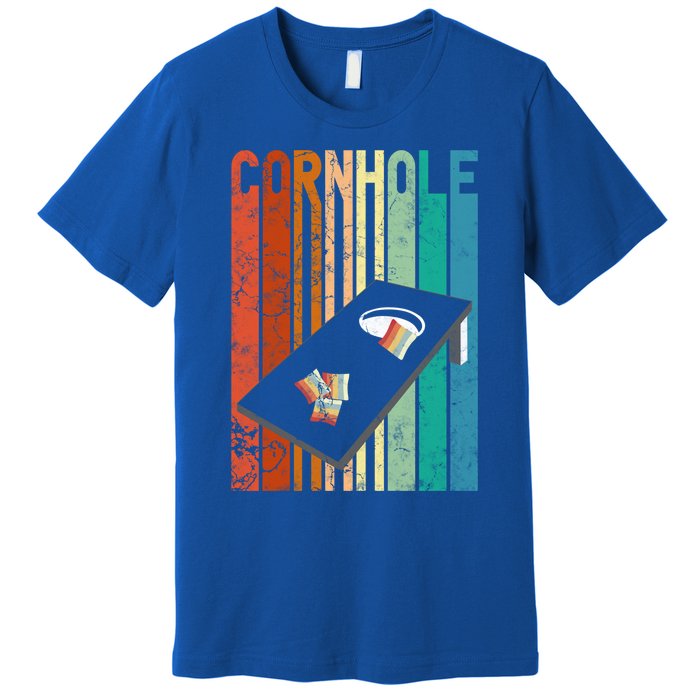 Retro Style Cornhole Board Game Gift Funny Cornhole Lover Cool Gift Premium T-Shirt