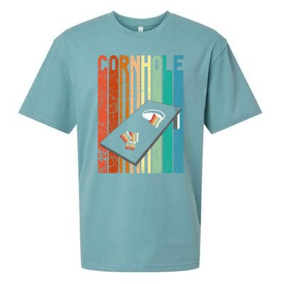 Retro Style Cornhole Board Game Gift Funny Cornhole Lover Cool Gift Sueded Cloud Jersey T-Shirt