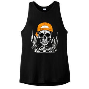 Rock Skeleton Cool Rocker Halloween Ladies PosiCharge Tri-Blend Wicking Tank