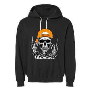 Rock Skeleton Cool Rocker Halloween Garment-Dyed Fleece Hoodie