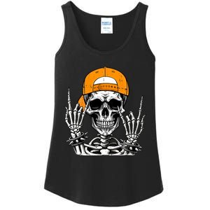 Rock Skeleton Cool Rocker Halloween Ladies Essential Tank