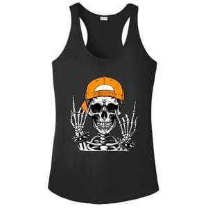 Rock Skeleton Cool Rocker Halloween Ladies PosiCharge Competitor Racerback Tank