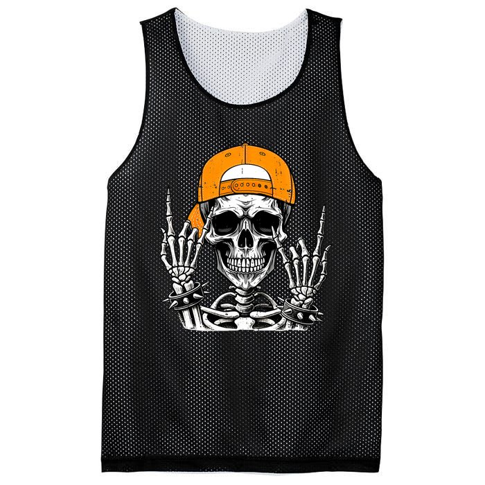 Rock Skeleton Cool Rocker Halloween Mesh Reversible Basketball Jersey Tank