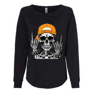 Rock Skeleton Cool Rocker Halloween Womens California Wash Sweatshirt