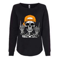 Rock Skeleton Cool Rocker Halloween Womens California Wash Sweatshirt