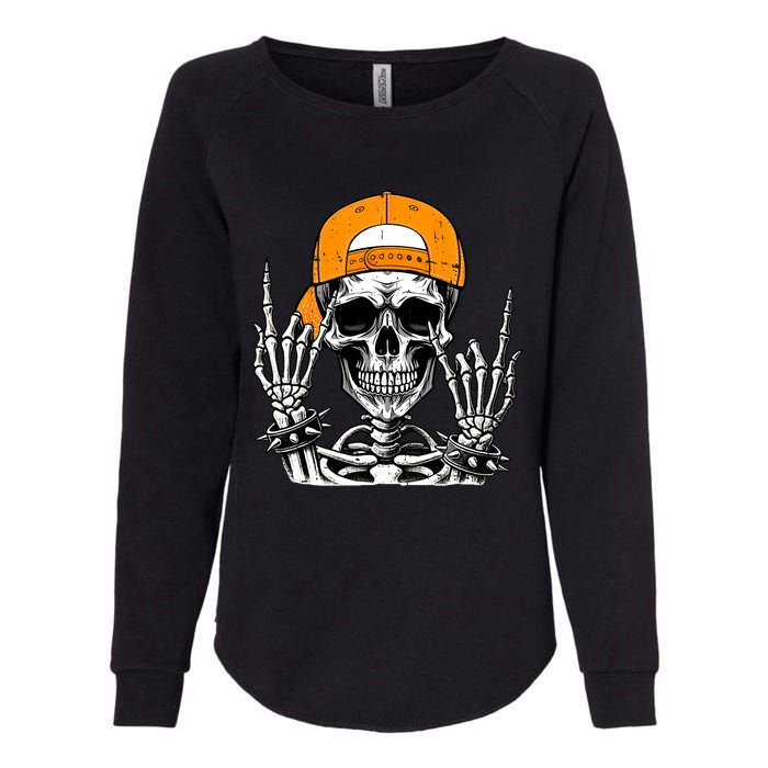 Rock Skeleton Cool Rocker Halloween Womens California Wash Sweatshirt